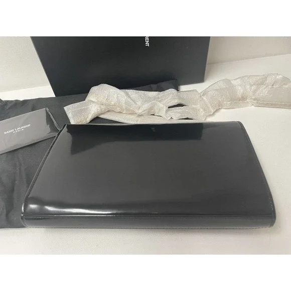 NEW SAINT LAURENT PATENT LEATHER GOLD CHAIN WALLET BAG PURSE BOX! - Picture 6 of 16